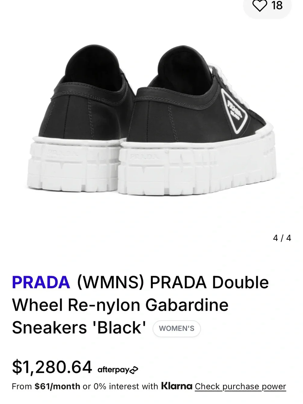 PRADA Double Wheel Re-Nylon Gabardine Sneakers -Black/White